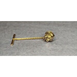 Gold Nugget Tie Tac Pin Vintage Mens Accessory Chain Jewelry Unique Gift Formal